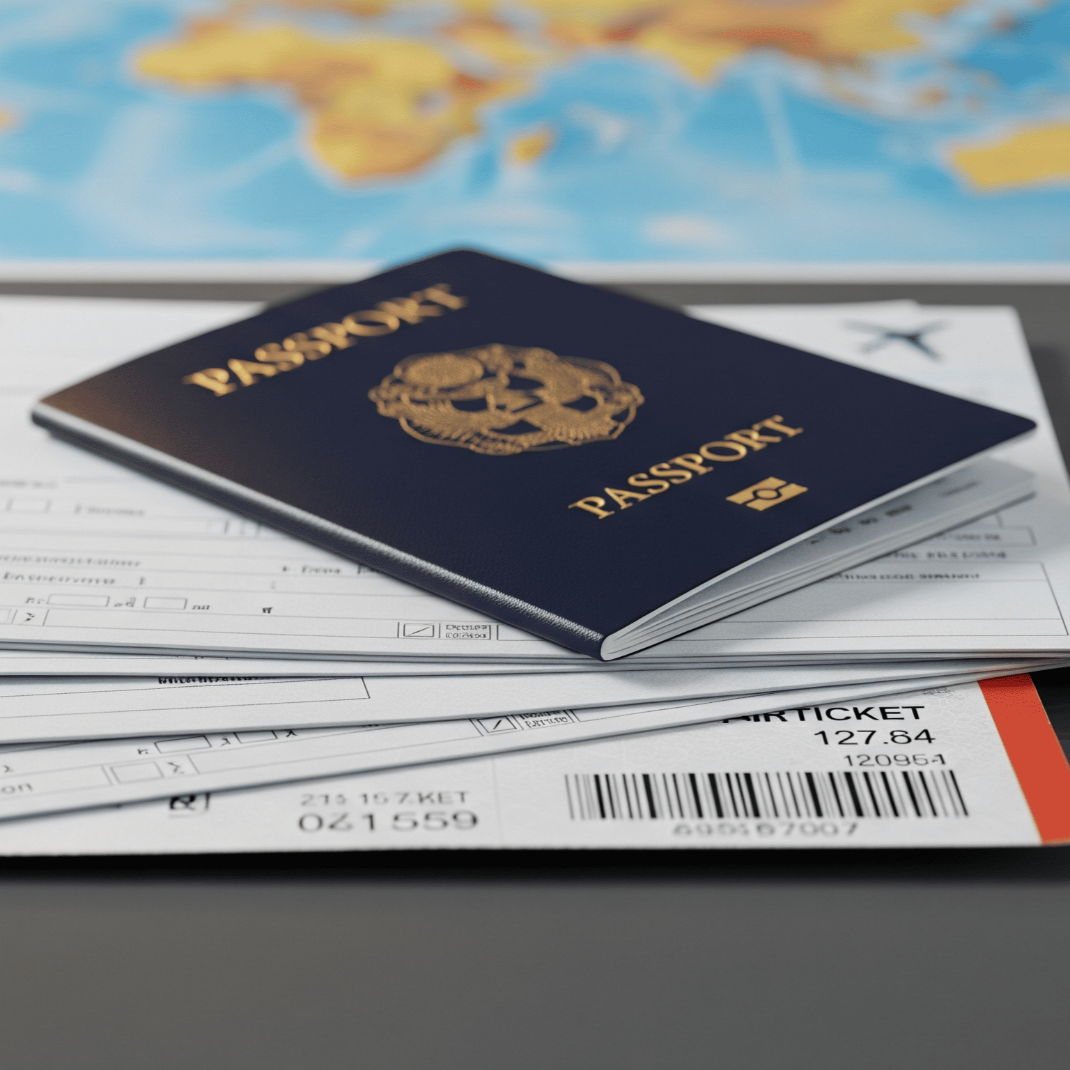 A group of people getting visa documents ready.